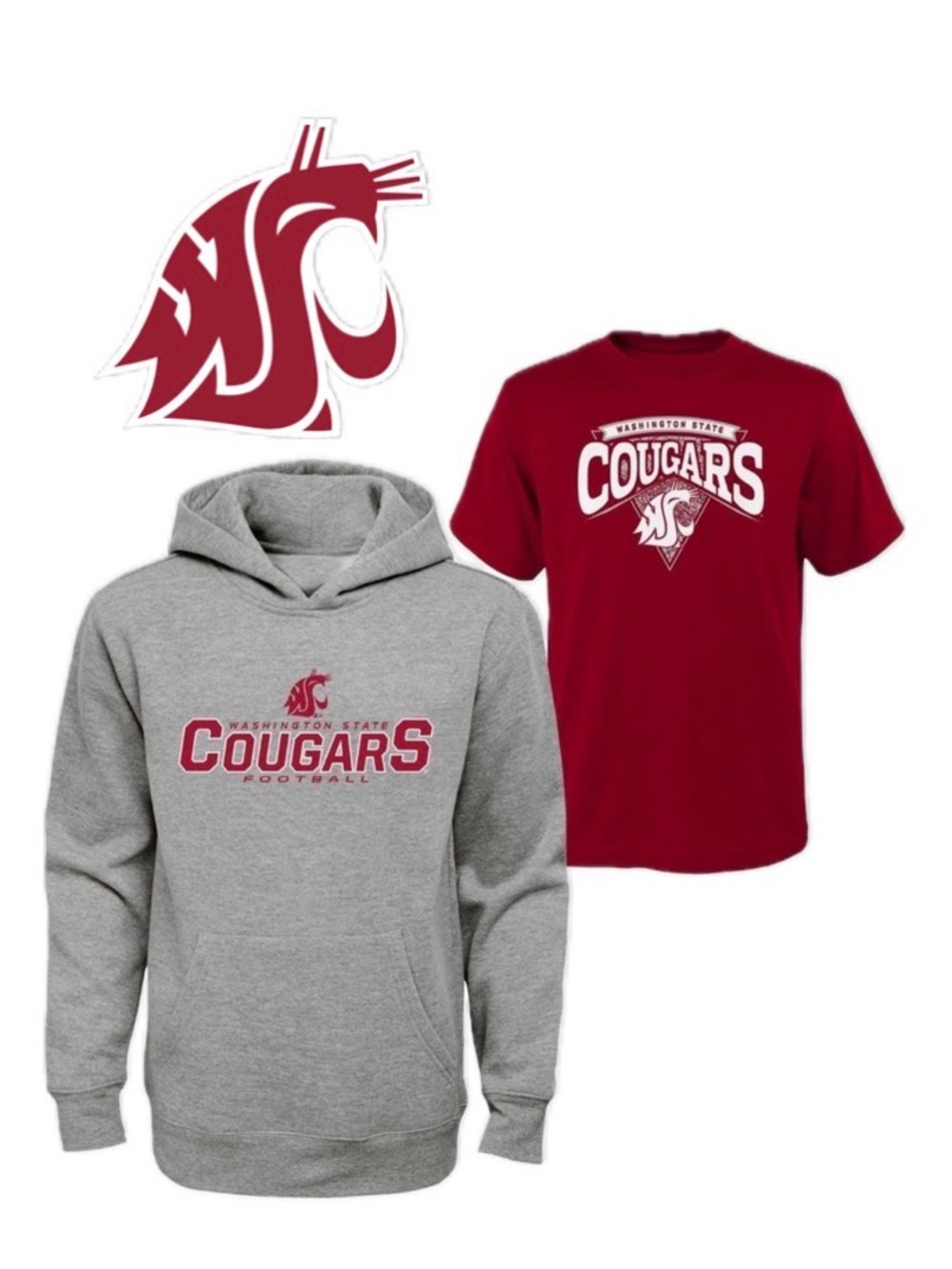 NWT Lot of 2x [Gen2] Washington State Cougars NCAA Sweatshirt + T-Shirt Youth XL